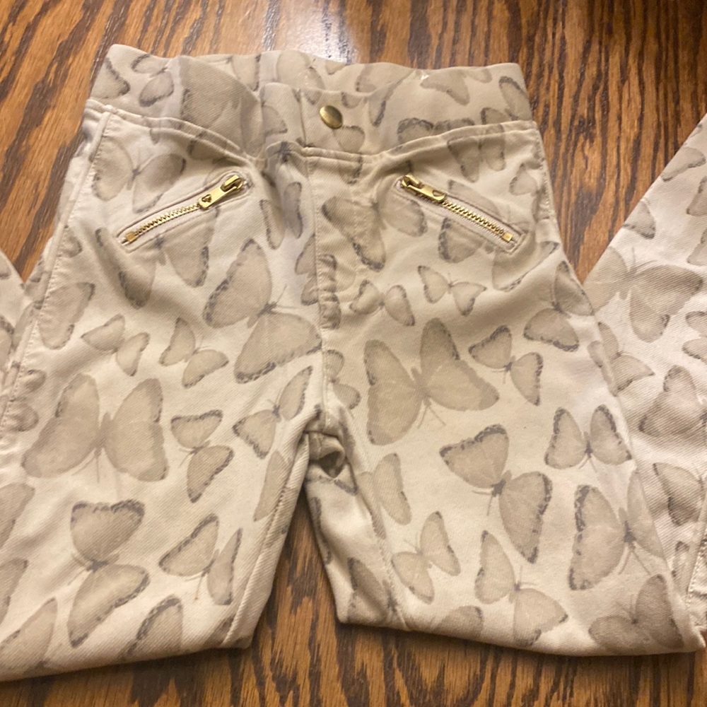 H&M jagging‘s size 6/7 tan butterfly leggings